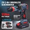 GECOFEER Cacciavite Elettrico Senza Fili 21V, Trapano a Impatto Brushless 2 in 1, Coppia 55N.m, 2 Velocità, Utensile Elettrico con 2 Batterie