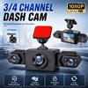 DAINU Dash Cam a 3/4 canali 1080P, Telecamera di retromarcia HD con lente rotante e visione notturna per auto, taxi e veicoli di piccole dimensioni