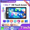 Podofo, autoradio da 7 pollici, formato 1DIN, con CarPlay e Android Auto, funzione Mirror Link, lettore MP5, schermo LCD touchscreen, lettore multimediale, autoradio con Bluetooth, radio FM, controllo