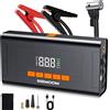 BSMOOM Avviatore per auto BSMOOM, 8000A di corrente di picco (per motori a benzina da 10,0 litri o a gasolio da 8,0 litri), caricabatterie e avviatore di emergenza 12V con compressore d'aria, funzione 4 in