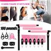 NONE Set di 18 Bande di Resistenza per Pilates, Barra per Pilates Regolabile con Connessione a Vite, 6 Tubi di Resistenza per Esercizi (9,1KG/13,6KG/18,2KG), Maniglie in Schiuma Antiscivolo, Ancoraggio per