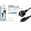 NUOYING Cavo di alimentazione CA con spina Schuko EU, 1,5 m, 250 V, 16 A, 4000 W, cavo di alimentazione robusto, spina EU a 3 poli con connettore C5 C13, cavo di ricambio per monitor, laptop, stampante, TV.