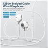 NONE Auricolari stereo semi-in-ear con cavo, 125 cm, cavo intrecciato anti-groviglio, microfono integrato, controllo del volume, cuffie con funzione vivavoce, ideali per l'uso quotidiano, in viaggio o in
