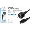 Cavo di alimentazione CA con spina Schuko EU, 1,5 m, 250 V, 16 A, 4000 W, cavo di alimentazione robusto, spina EU a 3 poli con connettore C5 C13, cavo di ricambio per monitor, laptop, stampante, TV.
