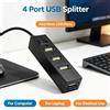 NONE Hub USB 2.0 con 4 porte, splitter USB, design compatto e nero, dispositivo portatile per espandere le porte USB, ideale per computer desktop, laptop e accessori.