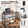 NONE Scrivania pieghevole per computer a 3 ripiani da 31,5" con ruote GarveeLife - Nessun montaggio richiesto, scaffali metallici salvaspazio con ruote - Postazione di lavoro mobile per l'ufficio domestico