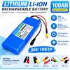 Ddadache Batteria ricaricabile al litio 36V 100Ah 10S1P, con protezione BMS integrata, connettori multipli XT60/XT30/DC, per monopattino elettrico, e-bike, apparecchiature elettriche