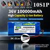 Nuovo pacco batterie agli ioni di litio 18650, 36V, 100Ah, 10S1P, batteria agli ioni di litio ricaricabile con BMS integrato, per monopattini elettrici da 500W-1000W.