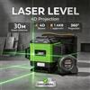 SHROORY Livella laser a 8 linee 4D con fascio verde, 360 ° Strumento di livellamento orizzontale e verticale, batteria al litio da 1600 mAh, con metro a nastro 3M, spedizione rapida dal magazzino in Spagna