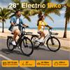 EBYCCO V1, bicicletta elettrica per adulti, 36V, batteria rimovibile da 15,6 Ah, pneumatici da 28 pollici adatti a tutti i tipi di terreno, telaio in lega di alluminio, sospensioni anteriori,