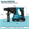 Makita DHR242, martello perforatore rotante SDS-Plus a batteria 18V, senza spazzole, 24 mm, 2.0, 3 modalità di funzionamento, include batteria da 6.0Ah, per la foratura del cemento, spedizione rapida