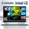 xia man Laptop Xiaman 15.6 con Processore Intel Core I3, Windows 11 Pro, 16GB RAM, 512GB SSD, Notebook Portatile per Ufficio e Studio