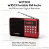 NONE W3503 Radio FM portatile, radio digitale ricaricabile, supporta schede USB e Micro SD, lettore MP3, altoparlante da 3W, antenna telescopica, ideale per anziani, uso domestico e all'aperto.