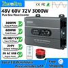 ZeroEra Inverter a Onda Sinusoidale Pura 48V/60V/72V, Potenza di Uscita 3000W, Uscita AC 230V 50Hz con Prese AC EU, Telecomando, Schermo LCD per Camper, Camion, Roulotte, Viaggi, Casa, Disponibile in