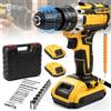 GECOFEER Set trapano avvitatore a batteria 21V, kit avvitatore elettrico ad alta coppia 45N·m con 23 pezzi, mandrino senza chiave 3/8", 2 velocità 1800RPM, luce da lavoro a LED, leggero 1,2kg, utensile