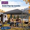 LOEFME Gazebo Pop-Up 2x2M/3x3M, Tenda da Esterno Impermeabile, Riparo da Giardino Robusto con 4 Pareti Laterali, Gazebo Portatile Istantaneo, Tenda da Sole Resistente ai Raggi UV e al Vento per