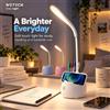 NONE Lampada da scrivania a LED WETECH W2427 con finitura morbida al tatto, batteria ricaricabile da 300 mAh, 14 LED da 2,8 W, luce bianca fredda a 6500 K, base con portapenne e alloggiamento per telefono,