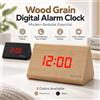 NONE Sveglia digitale in legno con display a LED, funzione di indicazione della temperatura, regolazione della luminosità per giorno/notte, alimentazione tramite USB e batterie, ideale come orologio da