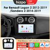 HIZPO Autoradio Hizpo CarPlay Android Auto per Renault Logan 2 Sandero 2 2012-2019, Lettore Multimediale Stereo Intelligente GPS, Autoradio 4G WIFI