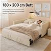 fangange Divano letto da 200 cm di larghezza, letto estraibile, divano letto, letto allungabile (90/180 x 200 cm), divano letto imbottito con base a doghe, letto matrimoniale, tessuto in velluto, materasso non