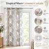 NONE Tenda Voile Tropicale 140x280 cm con Occhielli in Metallo, Semi-Trasparente, Stampa Botanica a Foglie, per Soggiorno e Camera da Letto
