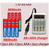 Ddadache 2026 1,5V AA9800mAh+AAA8800mAh+caricabatterie 1,5V, Batteria Ricaricabile al Nichel e Idrogeno, Utilizzata per Giocattoli Elettronici, Batterie per Fotocamere