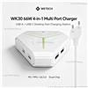 NONE WK30 66W Caricatore multiporta 4 in 1 PD PPS QC3.0 Caricatore rapido 2USB-A + 2USB-C Stazione di ricarica da scrivania Doppio chip Spina EU Luce LED per telefono e tablet