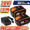 NONE Batteria ricaricabile agli ioni di litio 20V 6.0/8.0Ah per utensili elettrici Worx WA3551 WA3551.1 WA3553 WA3641 WX373 WX390 con caricabatterie
