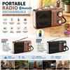 NONE Radio portatile vintage con altoparlante Bluetooth, ricaricabile, radio wireless AM FM SW a 4 bande, ricevitore, lettore di schede USB e TF, radio da esterno