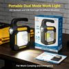 NONE Lampada da lavoro portatile, ricaricabile tramite USB e energia solare, con tecnologia LED COB, doppia modalità di illuminazione e gancio, ideale per campeggio, interventi di emergenza e riparazioni.