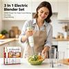 NONE Frullatore a immersione 3 in 1 da 500 W, con controllo a 2 velocità, albero in acciaio inossidabile, include frusta e mini tritatutto, mixer elettrico portatile.