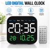 NONE Grande orologio da parete digitale a LED con telecomando, indicatore di temperatura, calendario, doppio allarme, regolazione della luminosità, adatto per pareti e scrivanie, ideale per la casa e
