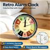 NONE Sveglia vintage con quadrante colorato, movimento al quarzo silenzioso, alimentata da una batteria AA, ideale per la camera da letto, la scrivania o come elemento decorativo per la casa.
