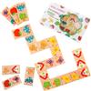 Busaurus Domino in Legno, 28 Pezzi, Gioco Educativo con Disegni di Frutta e Animali, Puzzle per Bambini 3+ Anni