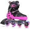 Kuxuan Skates Pattini regolabili in linea per ragazzi ragazze bambini con ruote luminose, pattini adolescenti per principianti donne