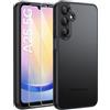 FLLAO Opaca Cover Compatibile con Samsung Galaxy A25 5G con 2 Vetro Temperato, [Della Fotocamera Protezione] Anticaduta Antiurto Anti-Graffio Hard PC Glassata Traslucida Custodia Nero