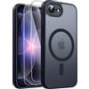 FLLAO Magnetica Cover per iPhone 17e / iPhone 16e, Nero | Compatibile con MagSafe, con 2 Pezzi Vetro Temperato Pellicola, Protezione Fotocamera, Custodia Traslucida Opaca Antiurto