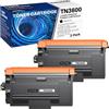 colorfly TN3600 Toner compatibile per Brother TN3600 3600XL HL-L5210DN | per TN3600XL HL-L5210DN HL-L5210DW HL-L5215DN HL-L6210DW HL-L6410DN HL-L6415DN MFC-L5715DN MFC-L6710DW MFC-L6915DN, 2 Nero