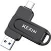 KEXIN Chiavetta USB 512GB 3.0 Chiavetta USB C 512GB Pendrive OTG Pennetta Girevole Doppia Memoria Stick con Connettori USB reversibili di Tipo C e Tipo A per Smartphone, Tablet, Mac e Computer, Nero