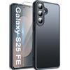 FLLAO Opaca Cover Compatibile con Samsung Galaxy S25 FE 5G con 2 Vetro Temperato, [Della Fotocamera Protezione] Anticaduta Antiurto Anti-Graffio Anti-Impronte Hard PC Glassata Custodia Nero
