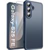 FLLAO Opaca Cover Compatibile con Samsung Galaxy S25 FE 5G con 2 Vetro Temperato, [Della Fotocamera Protezione] Anticaduta Antiurto Anti-Graffio Anti-Impronte Hard PC Glassata Traslucida Custodia Blu