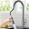 NIKYJM Rubinetto Cucina con Doccetta Estraibile, Rubinetto Lavello Cucina in Acciaio Inox Miscelatore per Cucina con Base Rimovibile, Girevole a 360 °, 2 Modalità Dell'acqua (Grigio)