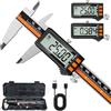 Preciva Calibro Professionale con Schermo LCD, Calibro Digitale 150mm USB Ricaricabile in Acciaio Inox, IP54 Impermeabile, Conversione mm/in/F