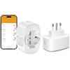 Generico Presa Smart Italiana, Monitoraggio Energia, Compatibile con Amazon Alexa e Google Home, Timer Programmabile, WiFi Intelligente Smart Plug, Spina 16A, Controllo Remoto per Casa Intelligente, 2 Pezzi