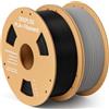 DEEPLEE PLA+ Filamento per stampante 3D Nero/Grigio 2kg pacco | Filamenti PLA 1,75 mm, facili da usare, bobina in cartone, avvolgimento ordinato, colori brillanti, maggiore tenacità