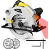 Enventor 1500W Sega Circolare con Guida Laser, 2 Lama da 185mm | 5500RPM, Taglio 65mm(90°)/43mm (45°), Interfaccia Di Rimozione Della Polvere, Motore Di Rame Puro, Ideale per Tagliare Legno