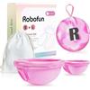 Robofun Disco mestruale, 2 pezzi (S+L) - Coppa mestruale riutilizzabile in silicone medico 100% per tutte le correnti, senza pericolo per lo sport e il nuoto - Bianco&Rosa