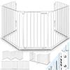 KIDUKU® Barriera di sicurezza 300-600 cm per Bambini e Animali | Cancelletto Griglia di Sicurezza per Camino - Preassemblato | Barriera Protettiva Pieghevole per Porte o Scale (Bianco, 240 cm)
