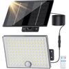 Giliwosy Faretto Led da Esterno Solare con Sensore di Movimento, Luce Solare Led Esterno con Telecomando 113 LED 2000mAh 4 Modes IP65 Impermeabile, Luci Solari da Giardino con 5M Cavo, 1 Pezzo