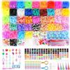 LCXCXY 3800+ Elastici Braccialetti Kit, 54 griglie di Elastici Per Braccialetti per bambini, comprensivi di telaio, uncinetto, ciondoli, perline ecc. Kit Elastici Per, Giocattoli e Regali
